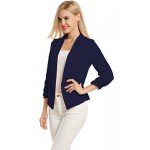 POGT Women 3/4 Sleeve Blazer Open Front Cardigan Jacket Work Office Blazer