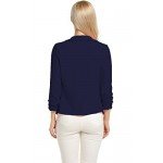 POGT Women 3/4 Sleeve Blazer Open Front Cardigan Jacket Work Office Blazer