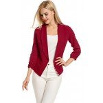 POGT Women 3/4 Sleeve Blazer Open Front Cardigan Jacket Work Office Blazer