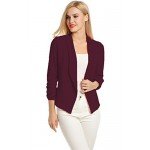 POGT Women 3/4 Sleeve Blazer Open Front Cardigan Jacket Work Office Blazer
