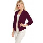 POGT Women 3/4 Sleeve Blazer Open Front Cardigan Jacket Work Office Blazer