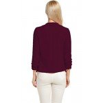 POGT Women 3/4 Sleeve Blazer Open Front Cardigan Jacket Work Office Blazer