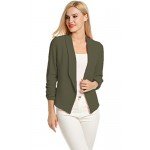 POGT Women 3/4 Sleeve Blazer Open Front Cardigan Jacket Work Office Blazer