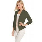 POGT Women 3/4 Sleeve Blazer Open Front Cardigan Jacket Work Office Blazer