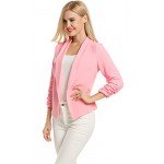 POGT Women 3/4 Sleeve Blazer Open Front Cardigan Jacket Work Office Blazer