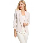 POGT Women 3/4 Sleeve Blazer Open Front Cardigan Jacket Work Office Blazer