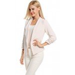 POGT Women 3/4 Sleeve Blazer Open Front Cardigan Jacket Work Office Blazer