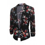 POGT Women 3/4 Sleeve Blazer Open Front Cardigan Jacket Work Office Blazer