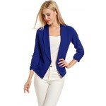 POGT Women 3/4 Sleeve Blazer Open Front Cardigan Jacket Work Office Blazer