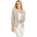 POGT Women 3/4 Sleeve Blazer Open Front Cardigan Jacket Work Office Blazer