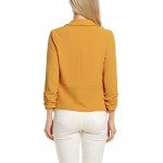 POGT Women 3/4 Sleeve Blazer Open Front Cardigan Jacket Work Office Blazer