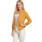 POGT Women 3/4 Sleeve Blazer Open Front Cardigan Jacket Work Office Blazer