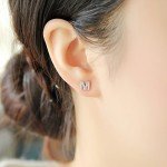 Paialco Rose Gold Plated Sterling Silver CZ Initial Letter Stud Earrings Alphabet A-Z