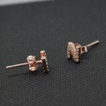 Paialco Rose Gold Plated Sterling Silver CZ Initial Letter Stud Earrings Alphabet A-Z