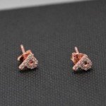 Paialco Rose Gold Plated Sterling Silver CZ Initial Letter Stud Earrings Alphabet A-Z