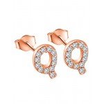 Paialco Rose Gold Plated Sterling Silver CZ Initial Letter Stud Earrings Alphabet A-Z