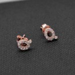 Paialco Rose Gold Plated Sterling Silver CZ Initial Letter Stud Earrings Alphabet A-Z