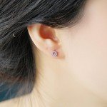 Paialco Rose Gold Plated Sterling Silver CZ Initial Letter Stud Earrings Alphabet A-Z