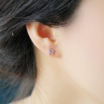 Paialco Rose Gold Plated Sterling Silver CZ Initial Letter Stud Earrings Alphabet A-Z