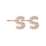 Paialco Rose Gold Plated Sterling Silver CZ Initial Letter Stud Earrings Alphabet A-Z