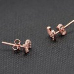 Paialco Rose Gold Plated Sterling Silver CZ Initial Letter Stud Earrings Alphabet A-Z