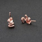 Paialco Rose Gold Plated Sterling Silver CZ Initial Letter Stud Earrings Alphabet A-Z