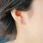 Paialco Rose Gold Plated Sterling Silver CZ Initial Letter Stud Earrings Alphabet A-Z