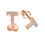 Paialco Rose Gold Plated Sterling Silver CZ Initial Letter Stud Earrings Alphabet A-Z