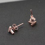 Paialco Rose Gold Plated Sterling Silver CZ Initial Letter Stud Earrings Alphabet A-Z