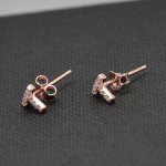 Paialco Rose Gold Plated Sterling Silver CZ Initial Letter Stud Earrings Alphabet A-Z