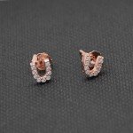 Paialco Rose Gold Plated Sterling Silver CZ Initial Letter Stud Earrings Alphabet A-Z