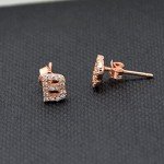 Paialco Rose Gold Plated Sterling Silver CZ Initial Letter Stud Earrings Alphabet A-Z