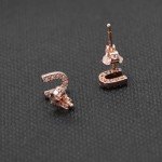 Paialco Rose Gold Plated Sterling Silver CZ Initial Letter Stud Earrings Alphabet A-Z