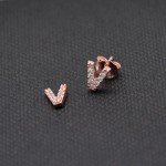 Paialco Rose Gold Plated Sterling Silver CZ Initial Letter Stud Earrings Alphabet A-Z