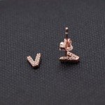 Paialco Rose Gold Plated Sterling Silver CZ Initial Letter Stud Earrings Alphabet A-Z