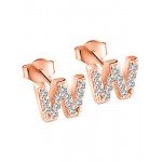 Paialco Rose Gold Plated Sterling Silver CZ Initial Letter Stud Earrings Alphabet A-Z