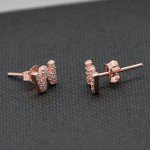 Paialco Rose Gold Plated Sterling Silver CZ Initial Letter Stud Earrings Alphabet A-Z