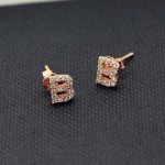 Paialco Rose Gold Plated Sterling Silver CZ Initial Letter Stud Earrings Alphabet A-Z