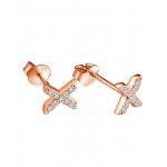 Paialco Rose Gold Plated Sterling Silver CZ Initial Letter Stud Earrings Alphabet A-Z