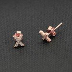 Paialco Rose Gold Plated Sterling Silver CZ Initial Letter Stud Earrings Alphabet A-Z