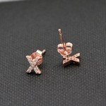 Paialco Rose Gold Plated Sterling Silver CZ Initial Letter Stud Earrings Alphabet A-Z