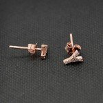 Paialco Rose Gold Plated Sterling Silver CZ Initial Letter Stud Earrings Alphabet A-Z
