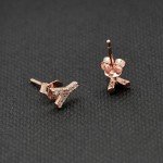 Paialco Rose Gold Plated Sterling Silver CZ Initial Letter Stud Earrings Alphabet A-Z