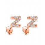Paialco Rose Gold Plated Sterling Silver CZ Initial Letter Stud Earrings Alphabet A-Z