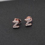Paialco Rose Gold Plated Sterling Silver CZ Initial Letter Stud Earrings Alphabet A-Z