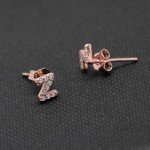 Paialco Rose Gold Plated Sterling Silver CZ Initial Letter Stud Earrings Alphabet A-Z