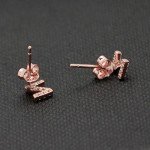 Paialco Rose Gold Plated Sterling Silver CZ Initial Letter Stud Earrings Alphabet A-Z