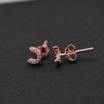 Paialco Rose Gold Plated Sterling Silver CZ Initial Letter Stud Earrings Alphabet A-Z