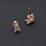 Paialco Rose Gold Plated Sterling Silver CZ Initial Letter Stud Earrings Alphabet A-Z