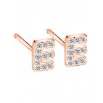 Paialco Rose Gold Plated Sterling Silver CZ Initial Letter Stud Earrings Alphabet A-Z